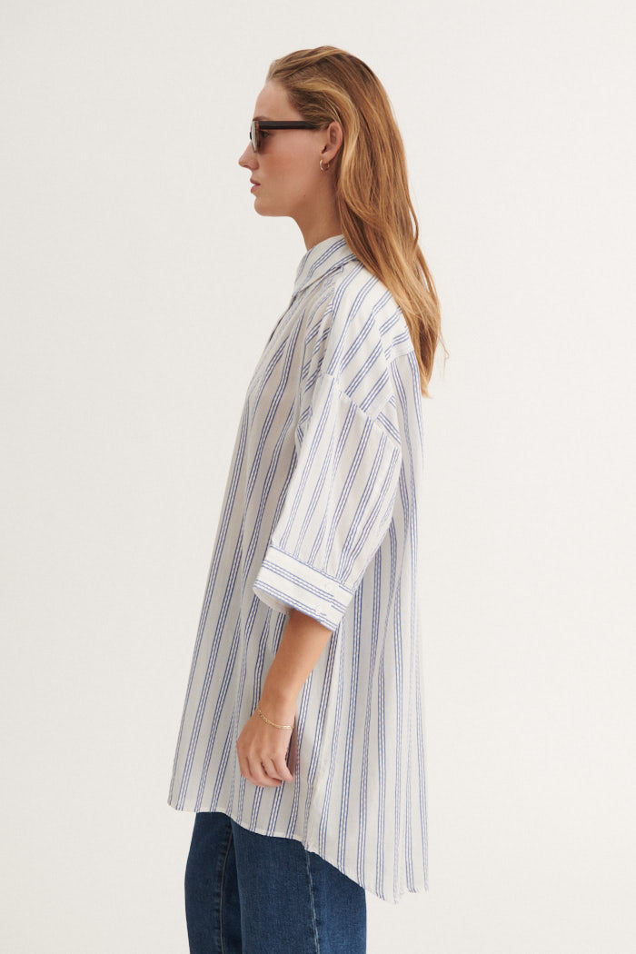 Basic Apparel Ada 3/4 Sl. Shirt Skjorter 781 True navy / whisper white