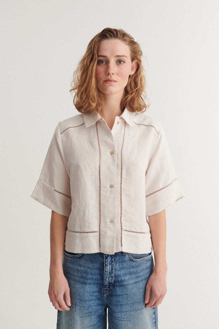 Basic Apparel Arina SS Shirt Skjorter 883 Moonbeam