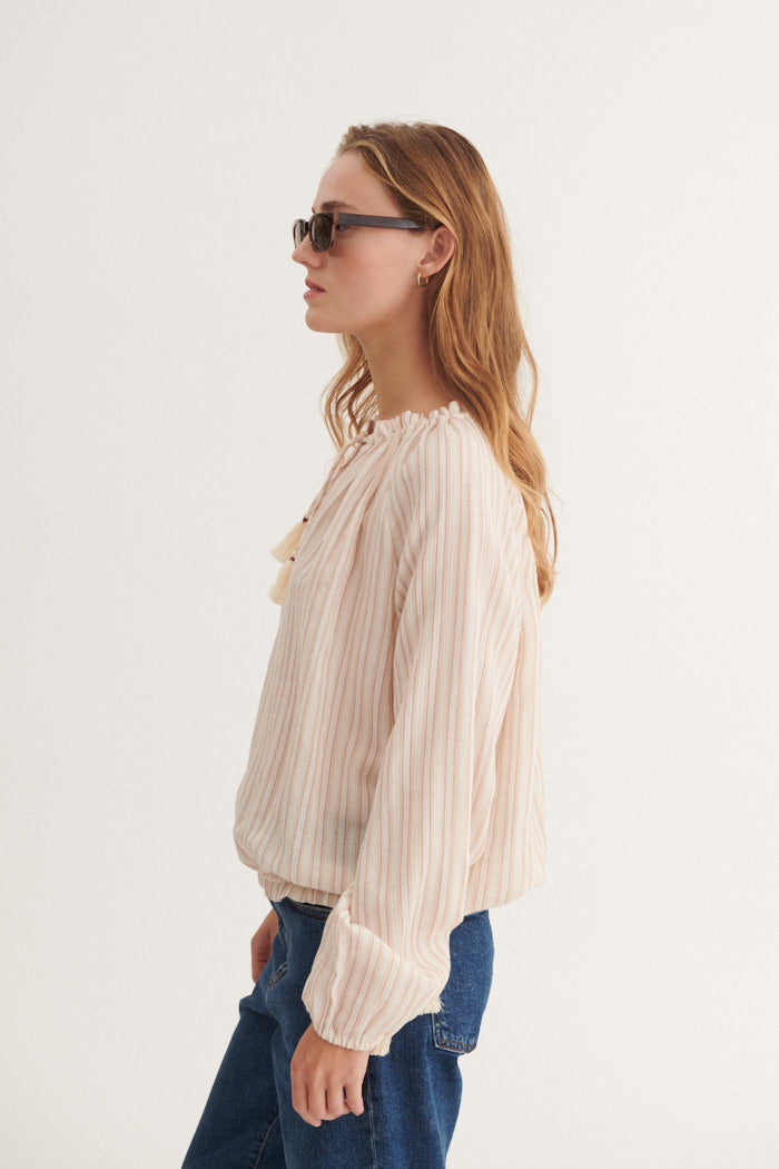 Basic Apparel Calli Raglan Shirt Skjorter 779 Smokey gray / whisper White / cedar wood