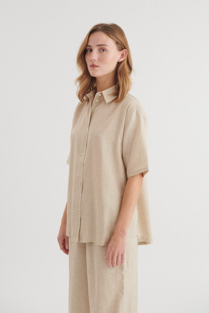 Basic Apparel Carina Oversized Shirt Skjorter 100 Natural melange