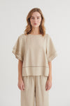 Carina SS Blouse - Natural melange