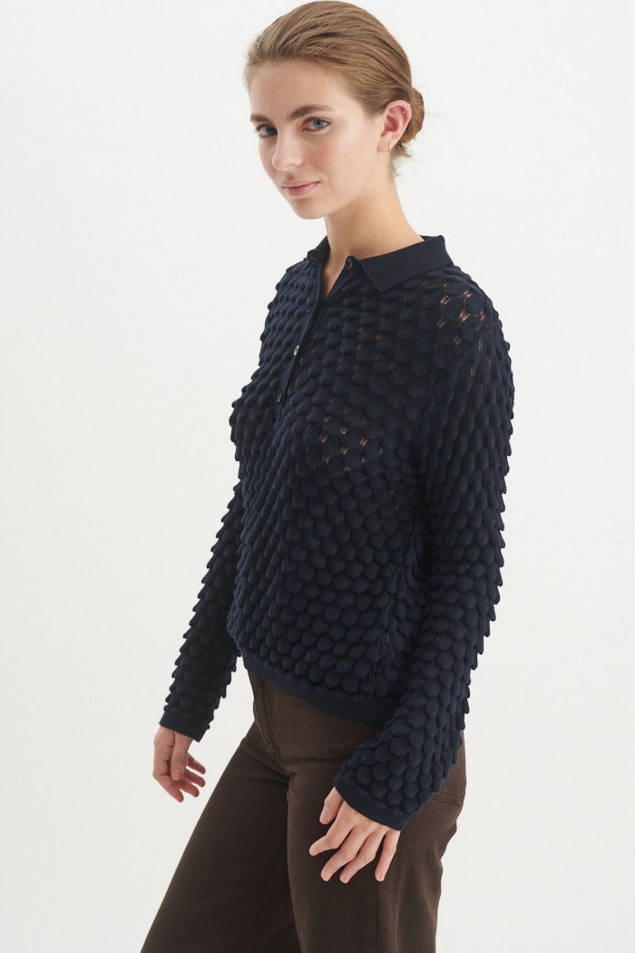 Basic Apparel Cilla Polo Sweater Sweaters 606 Sky Captain