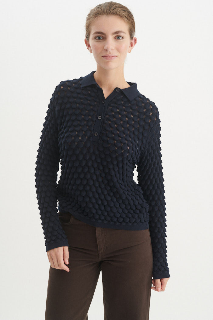 Basic Apparel Cilla Polo Sweater Sweaters 606 Sky Captain