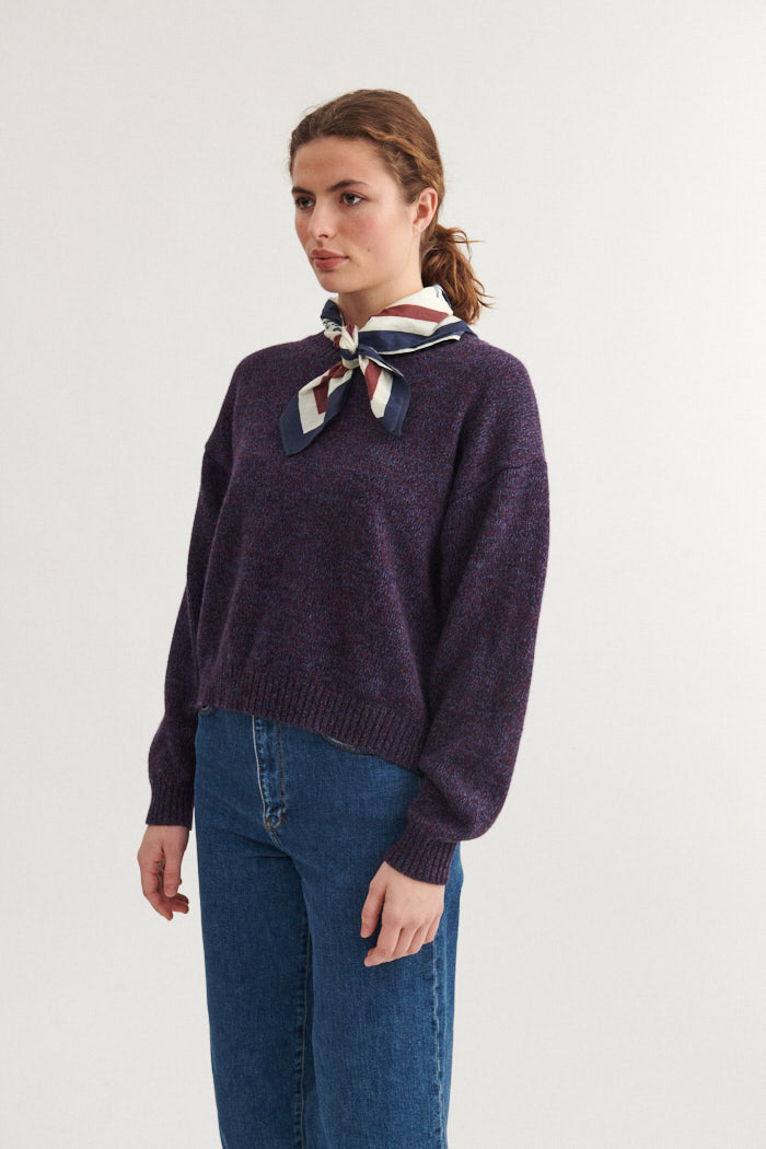 Basic Apparel Lily Crew Neck Sweaters 799 Bordeaux truffle/Copen Blue/Black