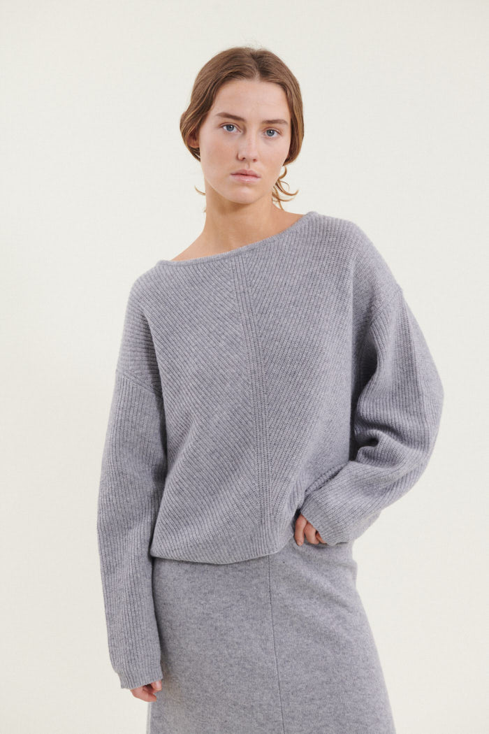 Basic Apparel Lise Scoop Neck Sweaters 318 Light Grey Mel.