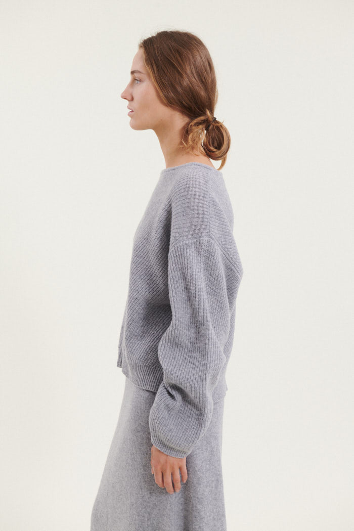 Basic Apparel Lise Scoop Neck Sweaters 318 Light Grey Mel.