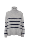 Lise Striped T-Neck - light grey mel. / sky captain