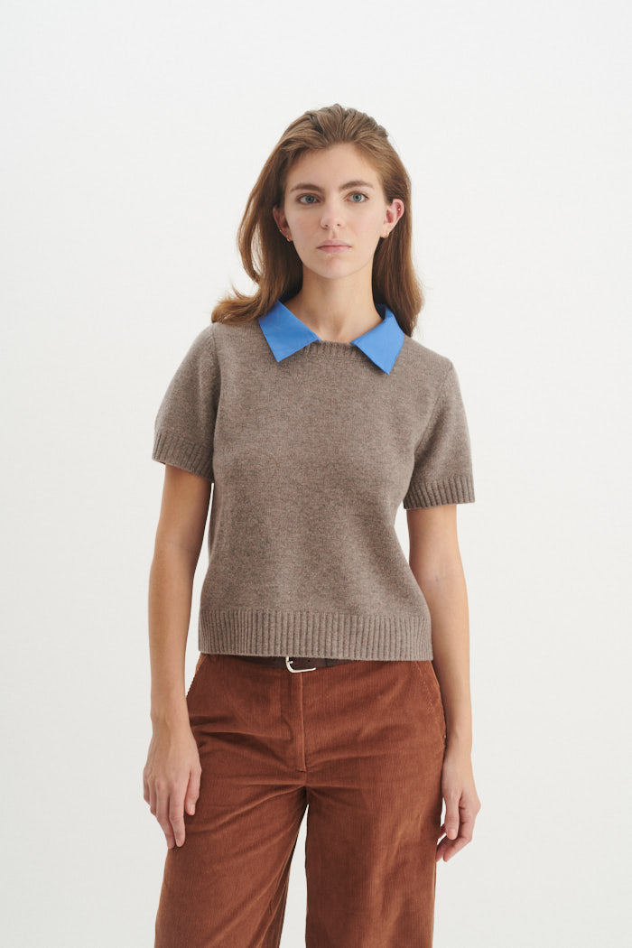 Basic Apparel Liz SS W. Collar Sweaters 833 Portobella