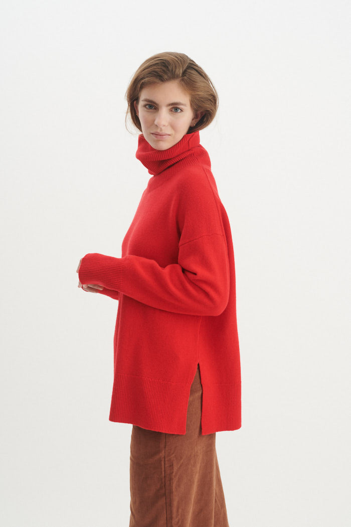 Basic Apparel Liz T-Neck Sweaters 913 Tomato