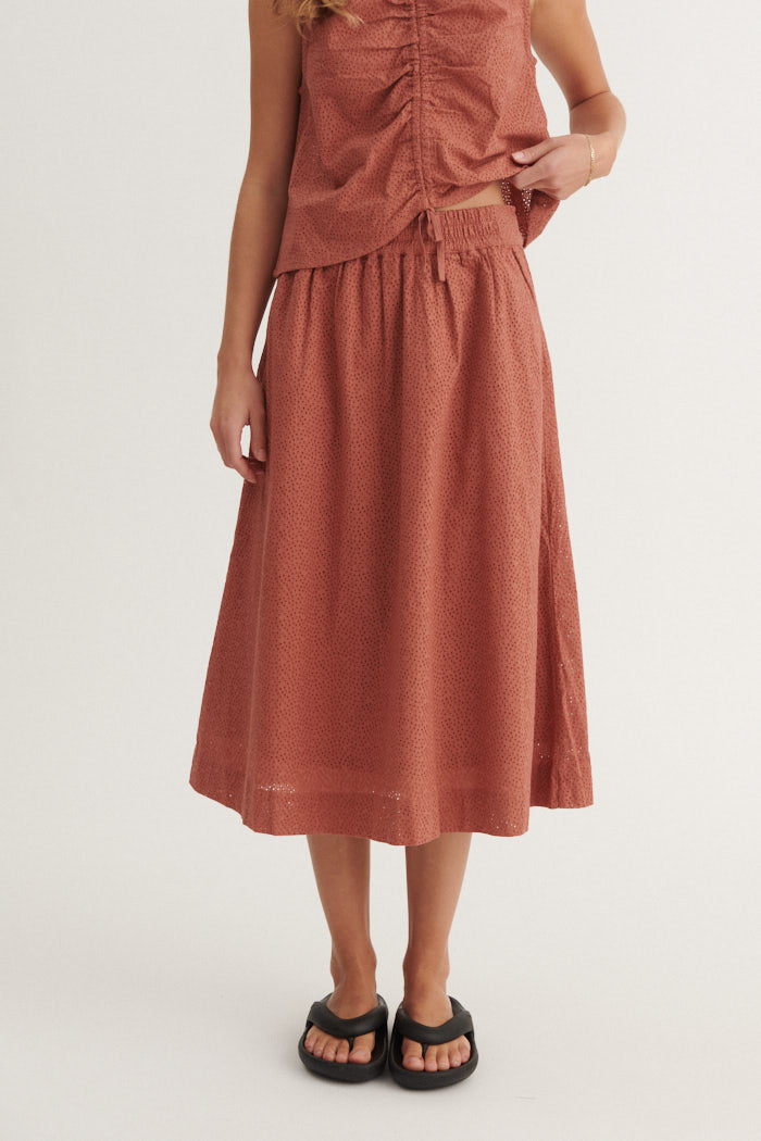Basic Apparel Lotus Skirt Nederdele 780 cedar wood