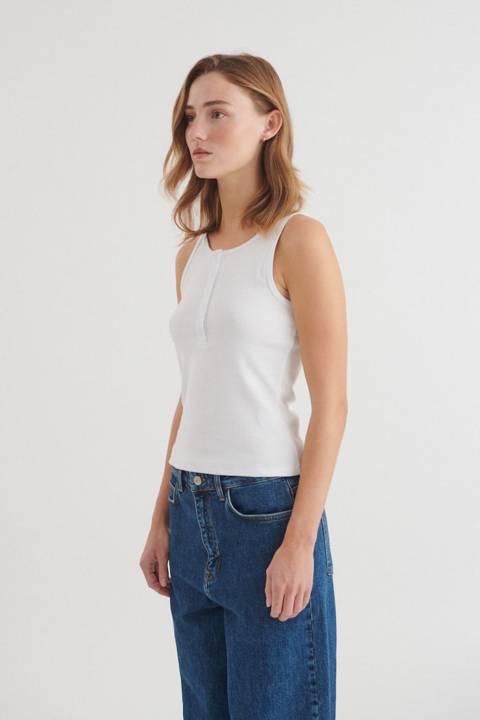 Basic Apparel Ludmilla Granddad Tank Toppe 423 Bright White