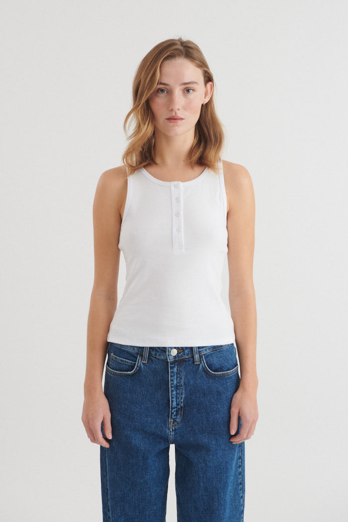 Basic Apparel Ludmilla Granddad Tank Toppe 423 Bright White