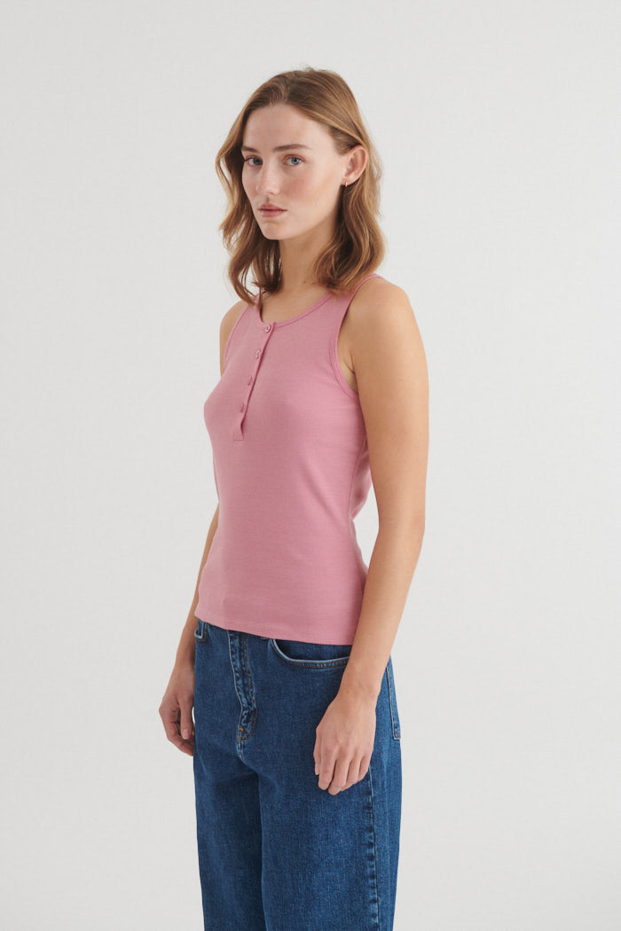 Basic Apparel Ludmilla Granddad Tank Toppe 899 Cashmere rose