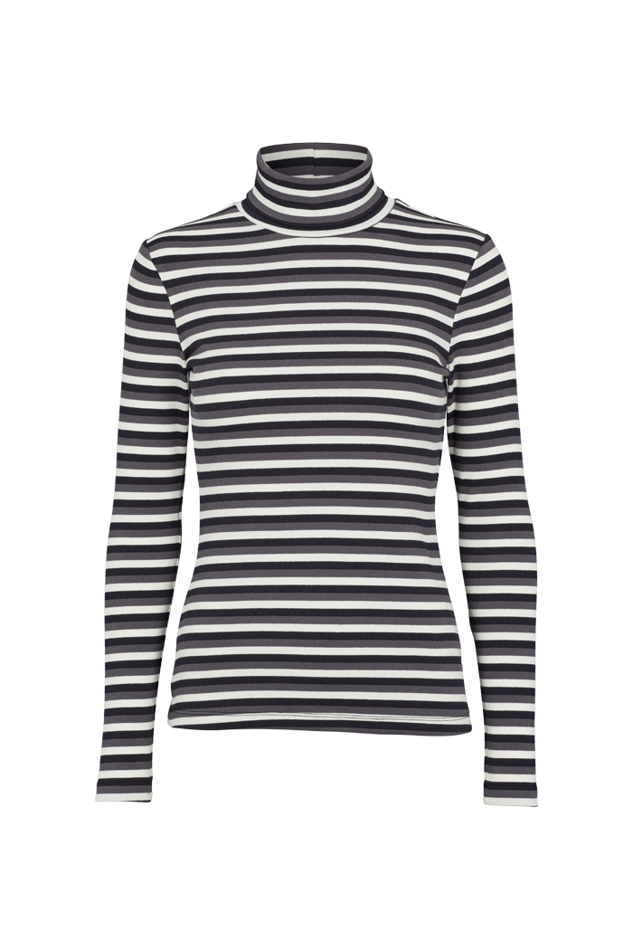 Basic Apparel Ludmilla High-neck T-shirts 653 whisper white/dark grey mel./black