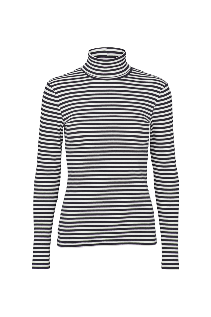 Basic Apparel Ludmilla High-neck T-shirts 700 Whisper White/ Black/ Black Trim