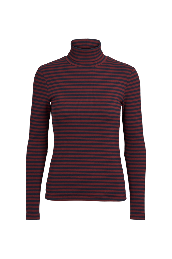 Basic Apparel Ludmilla High-neck T-shirts 794 Bordeaux truffle / Sky captain