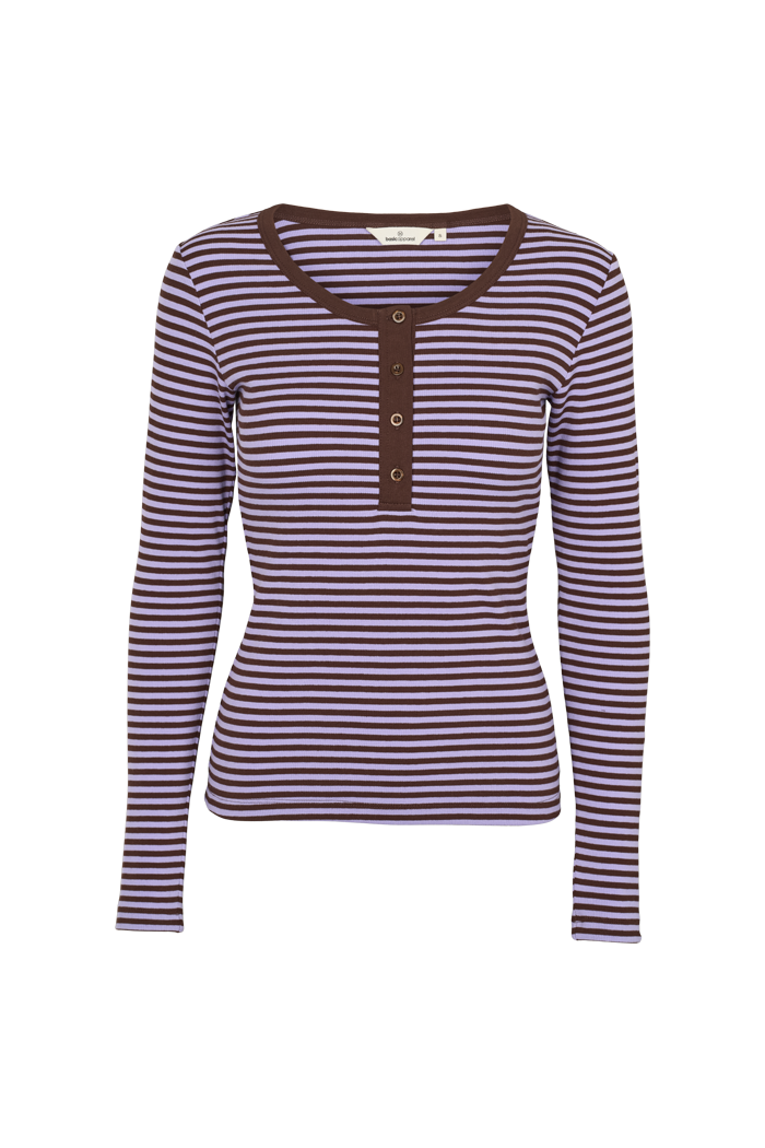 Basic Apparel Ludmilla LS Granddad T-shirts 906 violet tulip / Chicory coffee