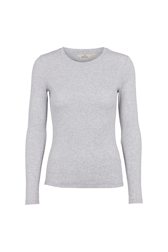 Basic Apparel Ludmilla LS Tee T-shirts 318 Light Grey Mel.