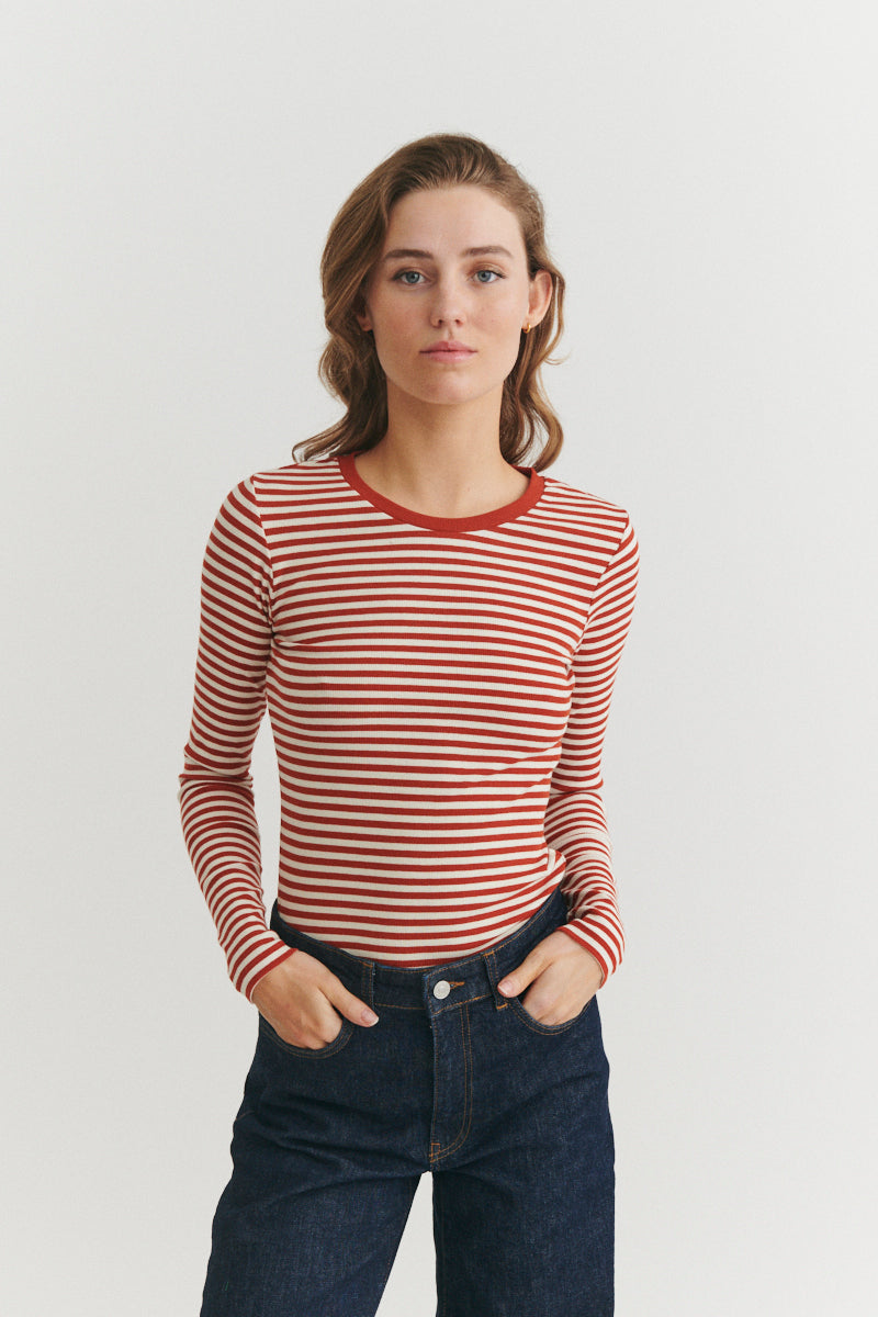 Basic Apparel Ludmilla LS Tee T-shirts 868 Roibus / whisper white