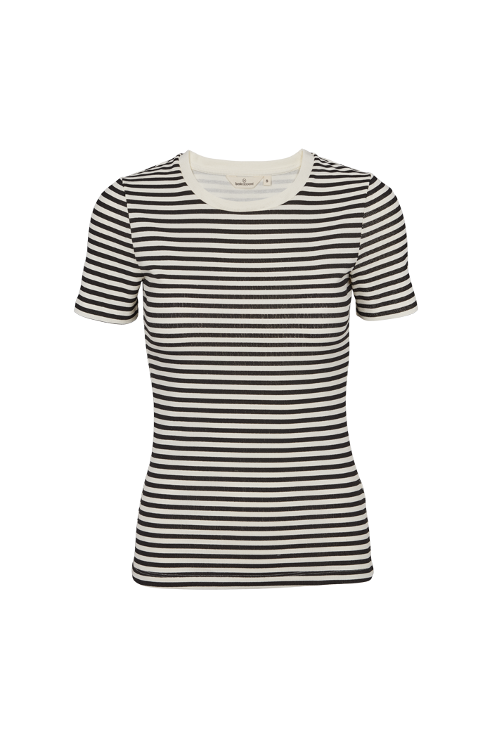 Basic Apparel Ludmilla O-Neck T-shirts 029 Whisper White/Black