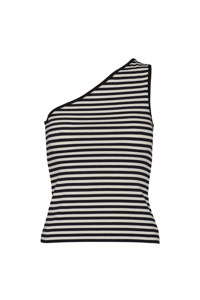 Basic Apparel Ludmilla One Shoulder Top Toppe 029 Whisper White/Black