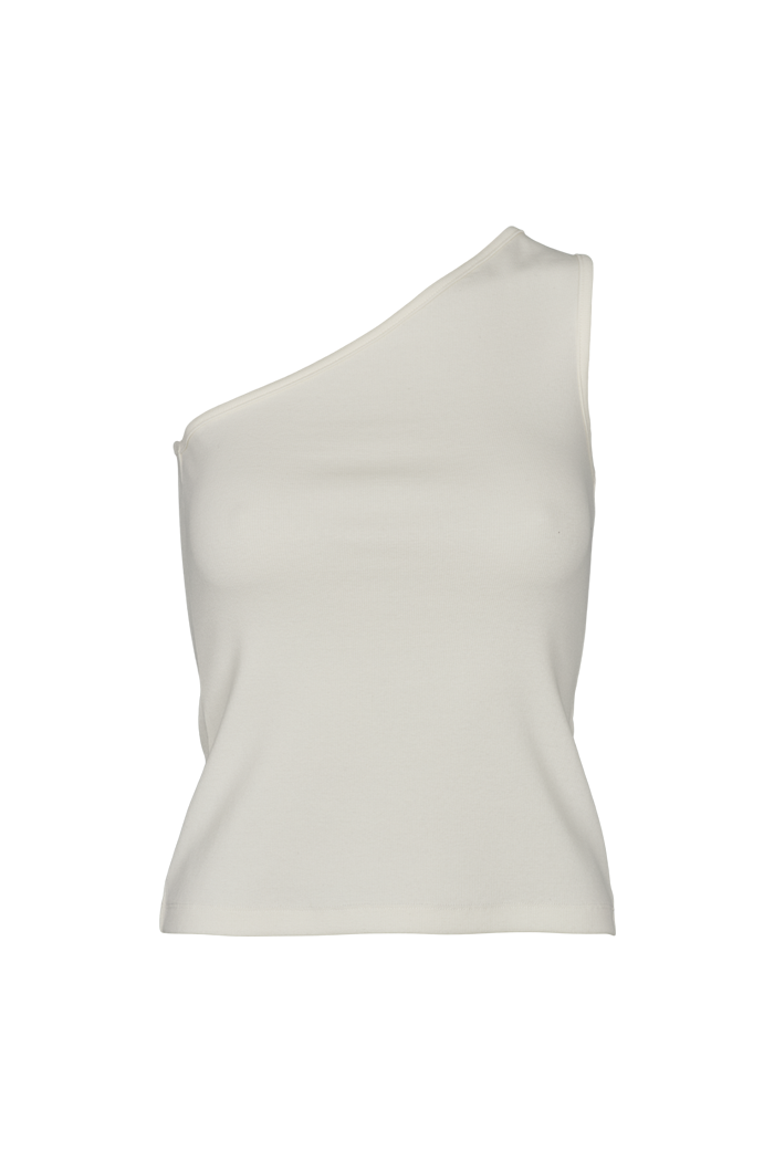Basic Apparel Ludmilla One Shoulder Top Toppe 330 Whisper White