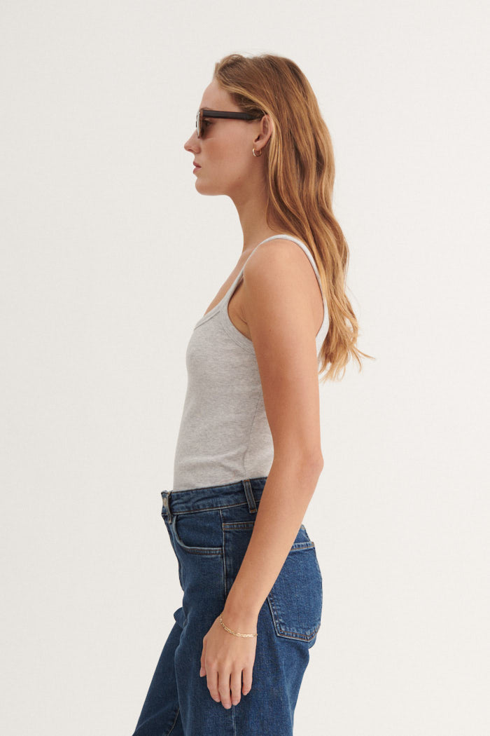 Basic Apparel Ludmilla Strap Top Toppe 318 Light Grey Mel.