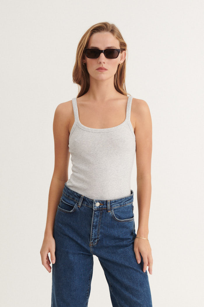 Basic Apparel Ludmilla Strap Top Toppe 318 Light Grey Mel.