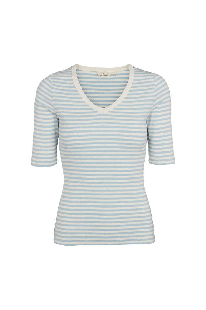 Basic Apparel Ludmilla V-Neck T-shirts 114/330 Cashmere Blue/Whisper White
