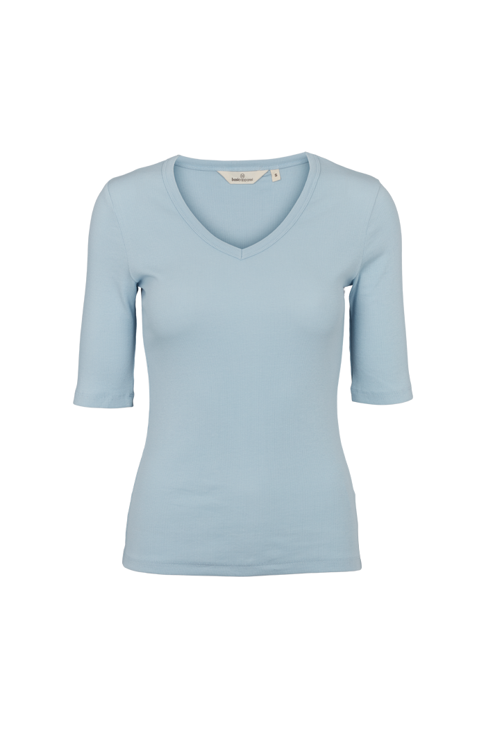 Basic Apparel Ludmilla V-Neck T-shirts 114 Cashmere Blue