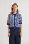 Minie Cardigan - Sodalite blue / whisper white
