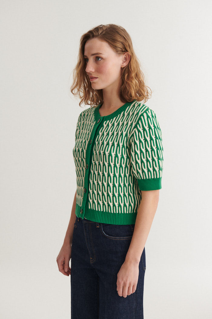 Basic Apparel Minie Cardigan Cardigans 869 Abundant green / whisper white