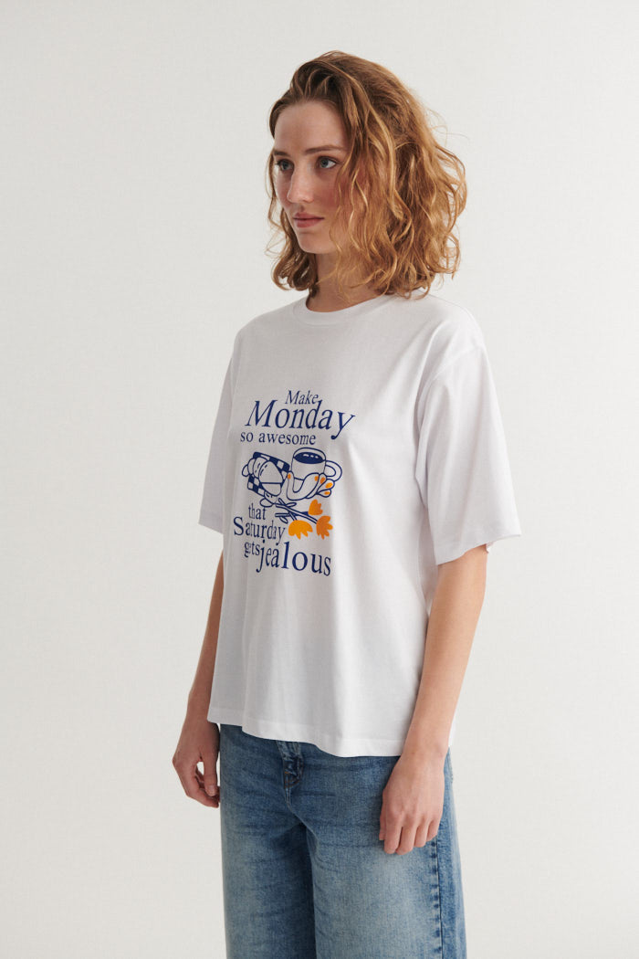 Basic Apparel Raja Awesome Tee T-shirts 888 Bright white / Sodalite blue / abricot