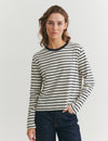 Raja LS Stripe Tee - whisper white / Sky captain