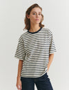 Raja Stripe Tee - whisper white / Sky captain