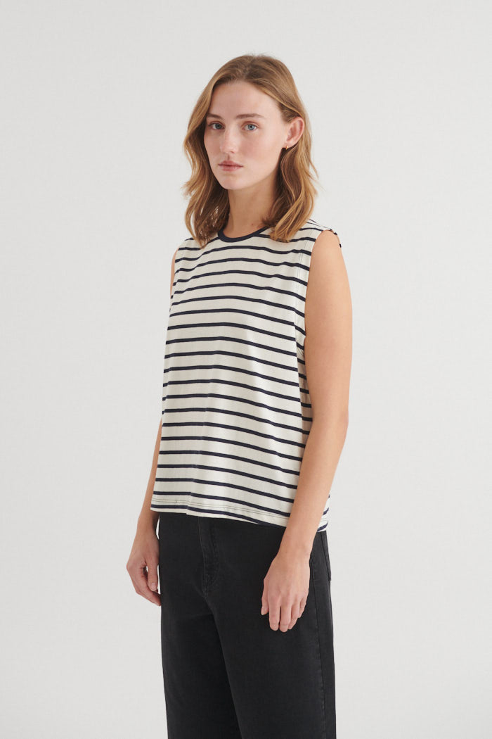 Basic Apparel Raja Striped Tank Toppe 705 whisper white / Sky captain