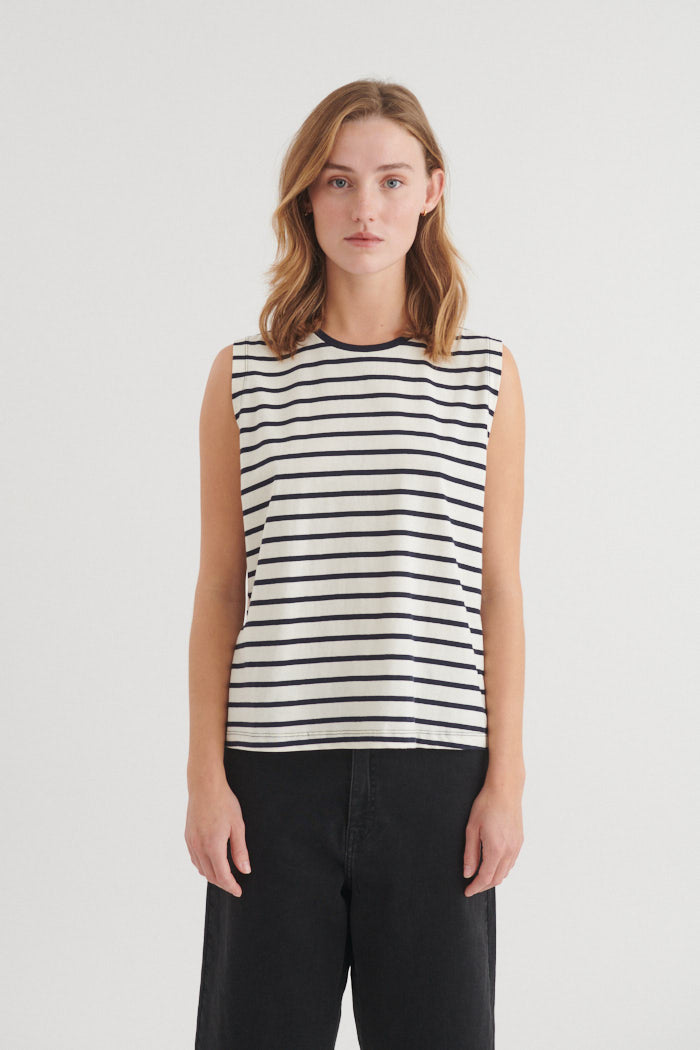 Basic Apparel Raja Striped Tank Toppe 705 whisper white / Sky captain