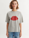 Raja Tee Red Lip - Grey mel. / red Lip