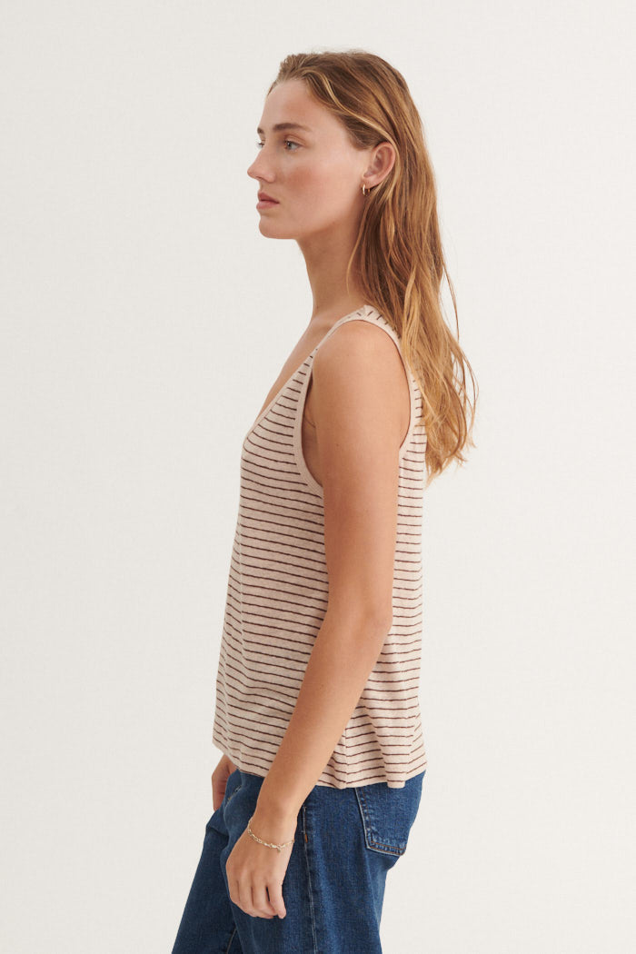 Basic Apparel Ryda Stripe Tank Toppe 788 Smoke gray / carafe