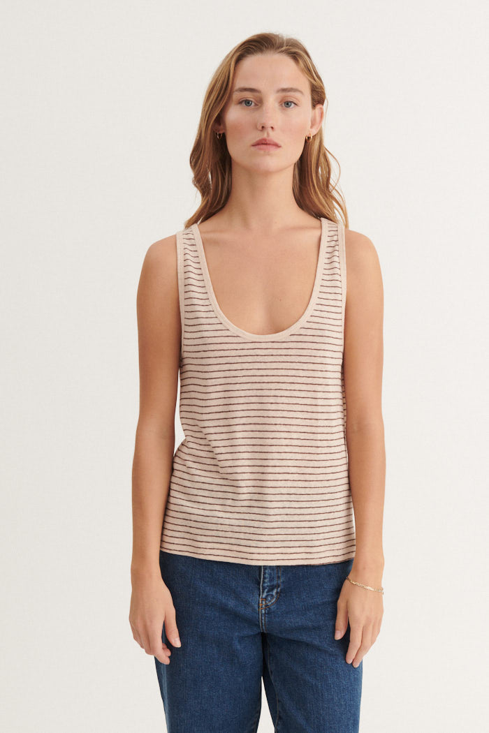 Basic Apparel Ryda Stripe Tank Toppe 788 Smoke gray / carafe