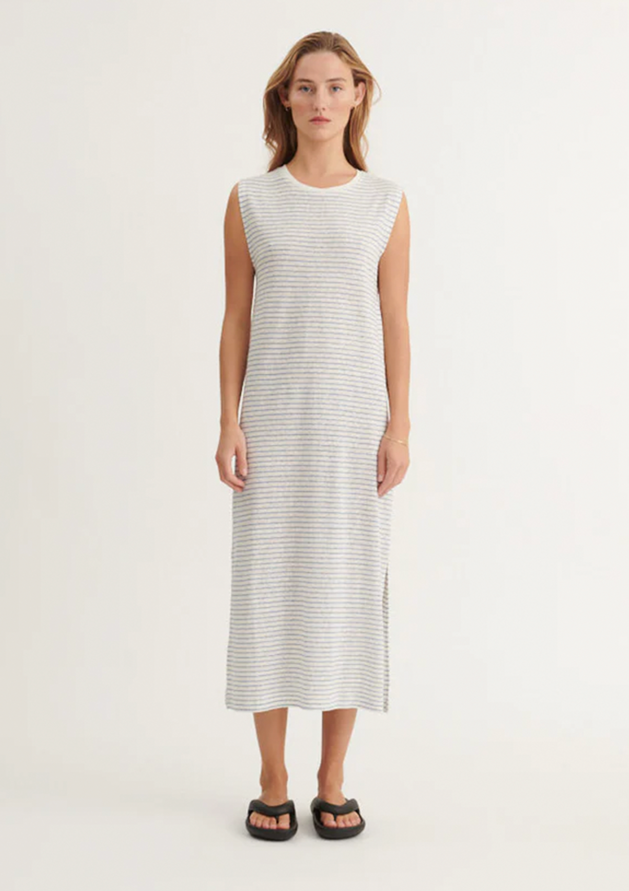 Basic Apparel Ryda Stripe Tank Dress Kjoler 758 Quiet harbor / Whisper white