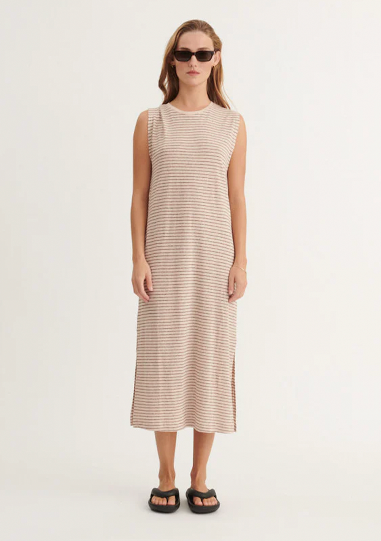 Basic Apparel Ryda Stripe Tank Dress Kjoler 788 Smoke gray / carafe