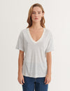Ryda Stripe V-Neck Tee - Quiet harbor / Whisper white
