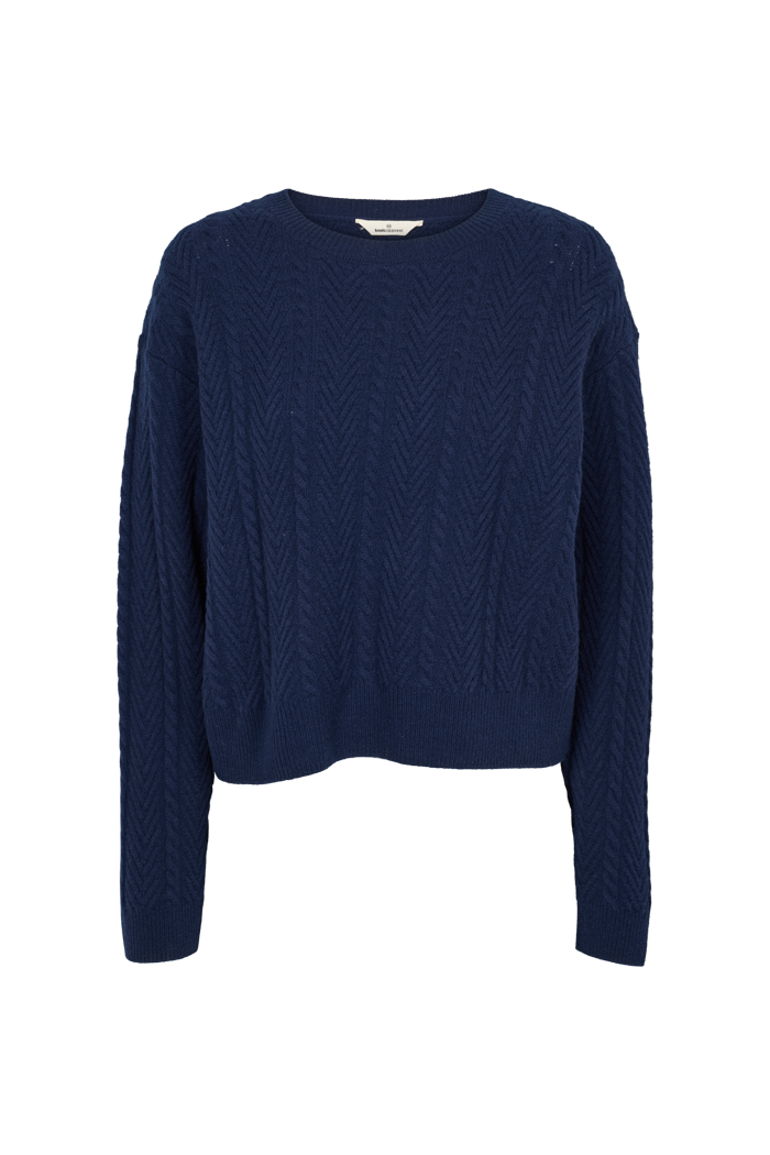 Basic Apparel Selem Cable LS Sweaters 048 Navy