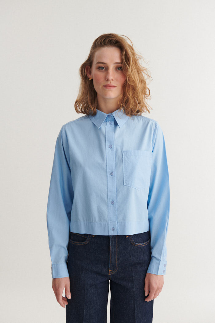 Basic Apparel Silje Cropped Shirt Skjorter 772 Frozen fjord