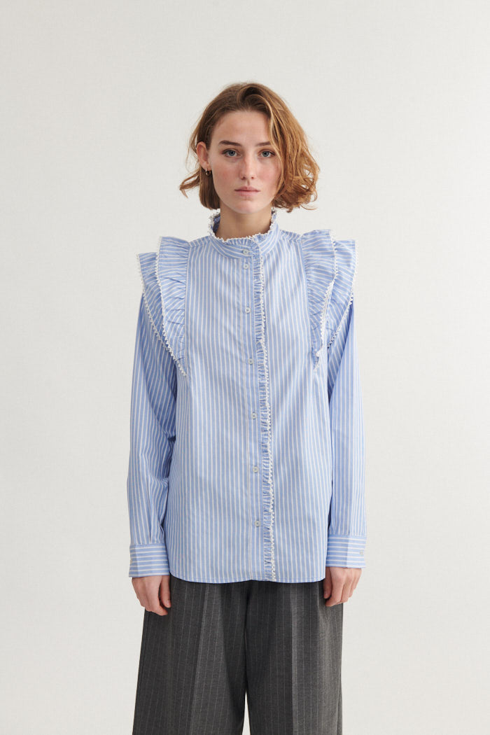 Basic Apparel Silje Frill Shirt Skjorter 790 Riviera