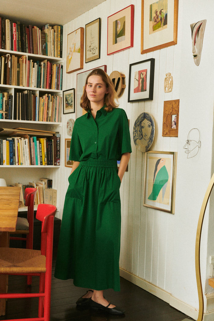 Basic Apparel Silje Long Skirt Nederdele 860 Abundant green