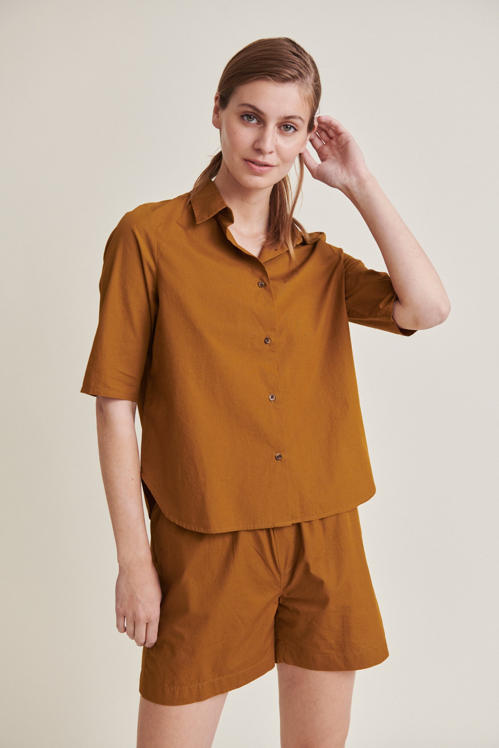 Basic Apparel Silje SS Shirt Skjorter 662 Tapenade