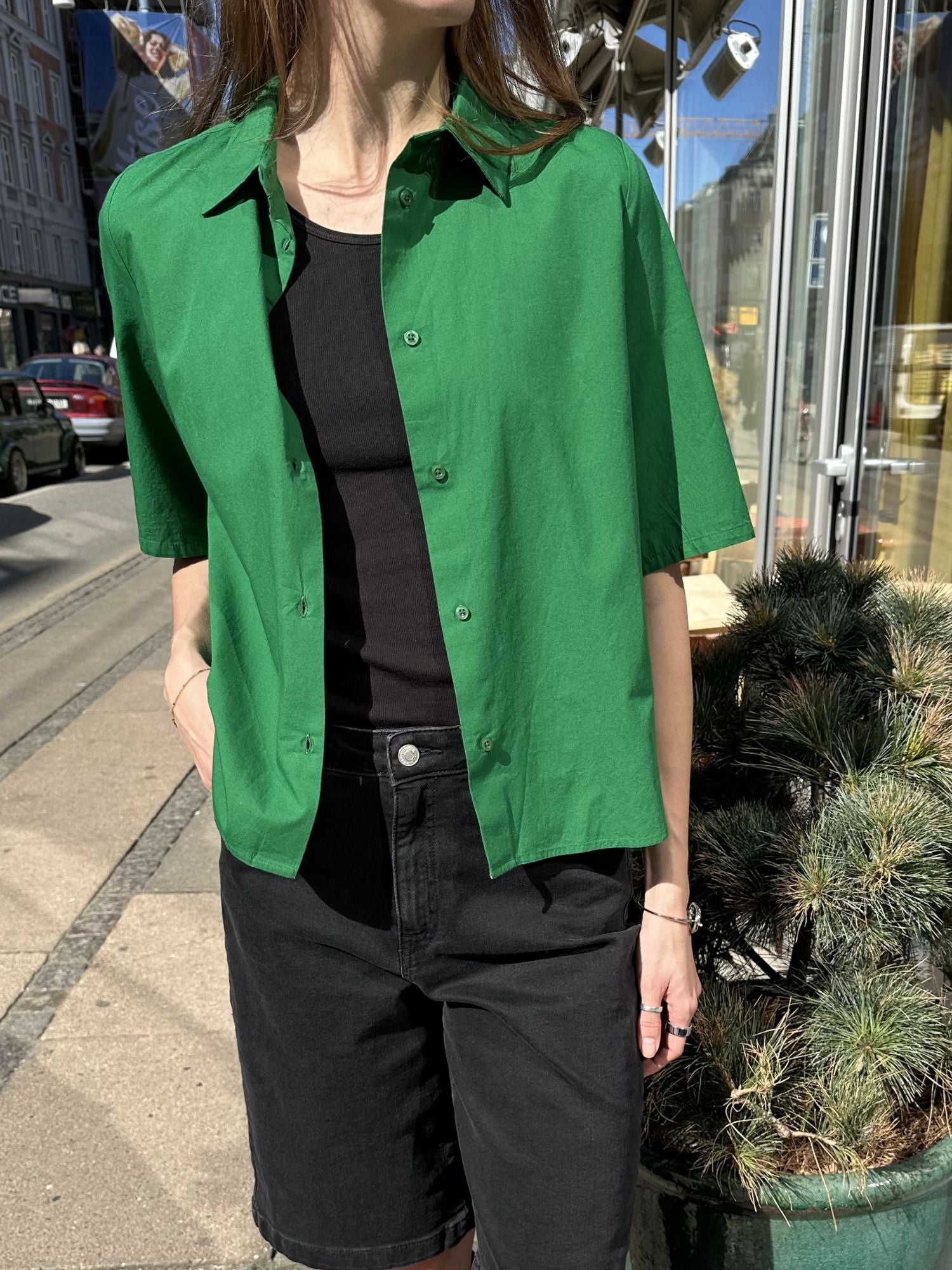 Basic Apparel Silje SS Shirt Skjorter 860 Abundant green