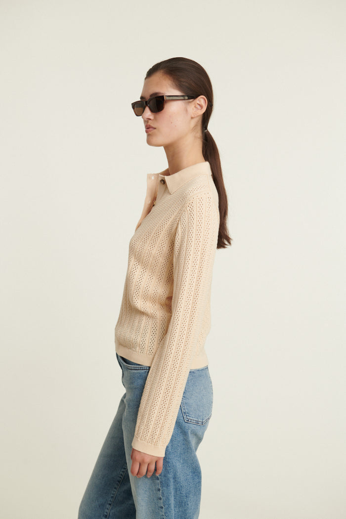 Basic Apparel Tricia LS Polo Sweaters 183 Birch